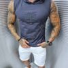Tricou fara maneci cu gluga si broderie-grafit cod 1345-3