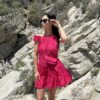 Rochie cu volane+cadou gentuta-fucsia cod 7016-2