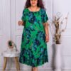 Rochie maxi pentru vara cu volan si flori mari-verde cod 4283-3