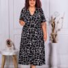 Rochie maxi cu model negru/alb si decolteu in forma V cod 63751-9