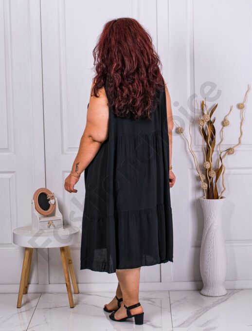 Rochie maxi pentru vara cu volane+cadou colier-negru cod 9110