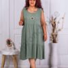 Rochie maxi pentru vara cu volane+cadou colier-kaki cod 9110-2