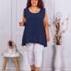 Top maxi pentru vara cu partea din spate alungita-albastru inchis cod 21264