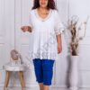 Tunica maxi cu dantela Brussel-alb cod 8906-6