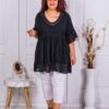 Tunica maxi cu dantela Brussel-negru cod 8906