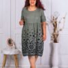 Rochie maxi din 100% In cu broderie-kaki cod 1116-3