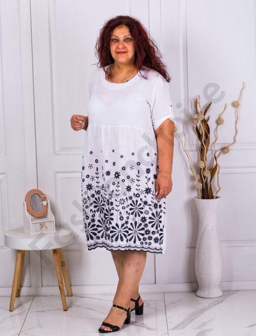 Rochie maxi din 100% In cu broderie-alb cod 1116-1