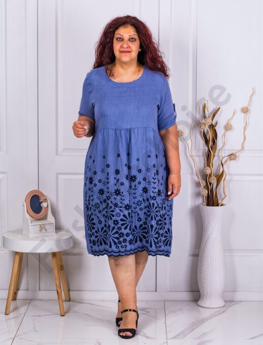 Rochie maxi din 100% In cu broderie-parlament cod 1116