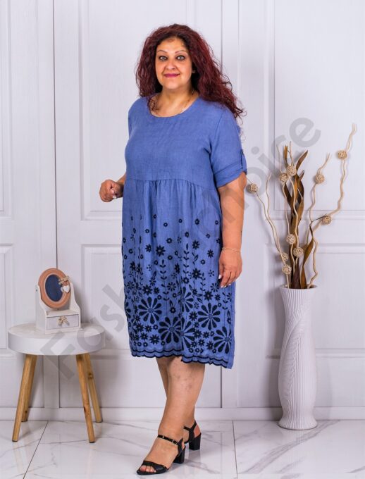 Rochie maxi din 100% In cu broderie-parlament cod 1116