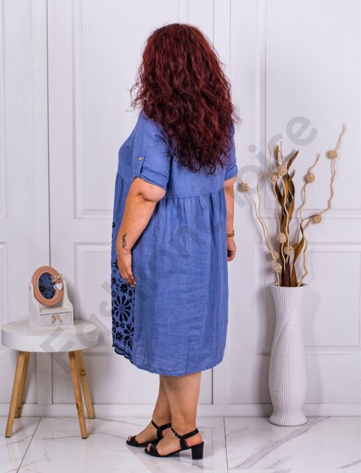 Rochie maxi din 100% In cu broderie-parlament cod 1116