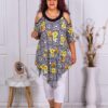 Tunica asimetrica maxi cu umeri decupati-flori galbene cod 1359-6
