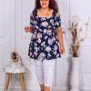 Tunica maxi cu umeri decupati si imprimeu floral cod 23036-2