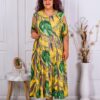 Rochie maxi pentru vara cu umeri decupati-galben cod 23613-7
