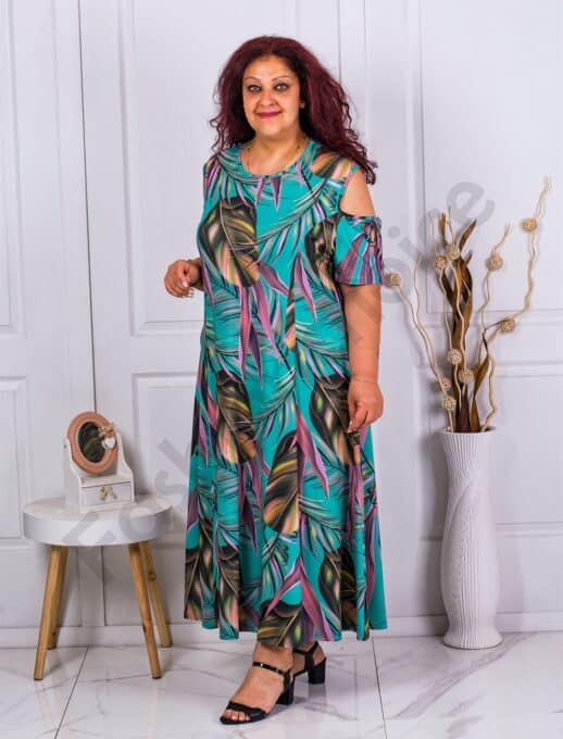 Rochie maxi pentru vara cu umeri decupati-menta cod 23613-6