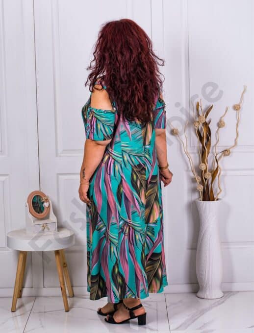 Rochie maxi pentru vara cu umeri decupati-menta cod 23613-6