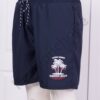 Pantaloni scurti plaja pentru barbati cu inscris Summer Beach-albastru inchis cod 22454-1