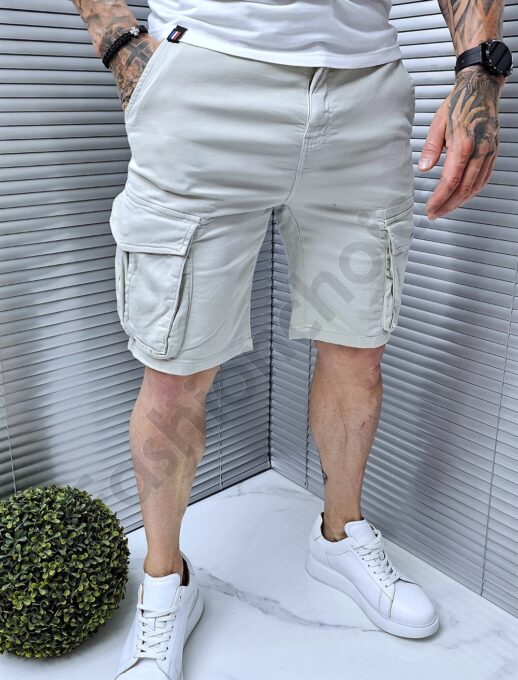 Pantalon scurt cu buzunare cargo in parti-capucino cod 612-1