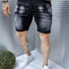 Blugi scurti cu efect stropit si zgariat-negru cod 41