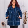 Trenci maxi din denim cu aplicatie fluturi-cod 1005
