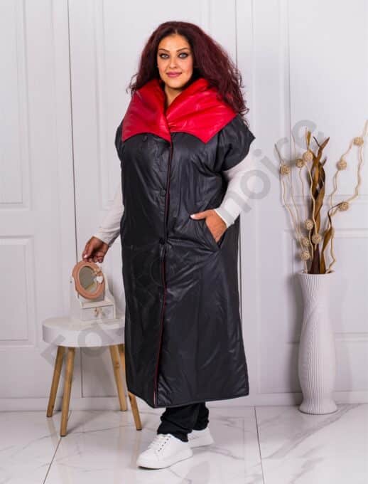 Vesta lunga sic maxi cu guler mare colorat cod 61966