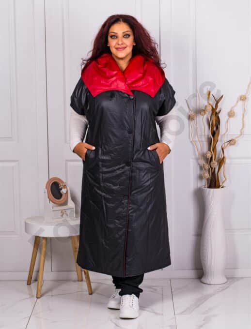Vesta lunga sic maxi cu guler mare colorat cod 61966