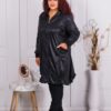 Jacheta maxi din material lucios cu gluga cod 631