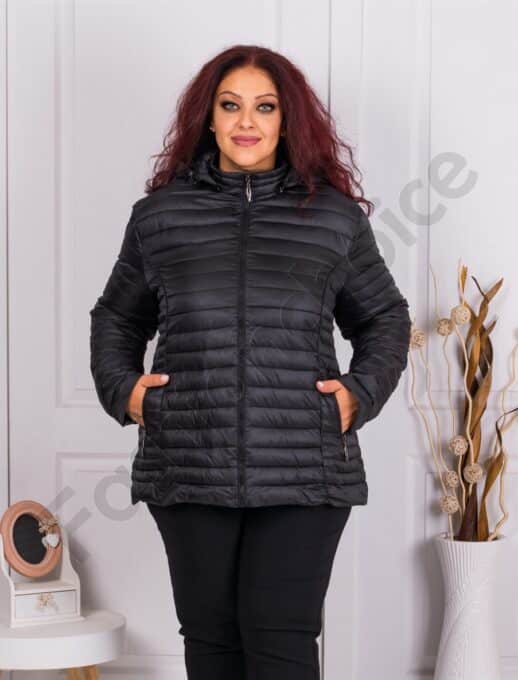 Geaca maxi eleganta cu guler-negru cod 2216