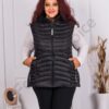 Vesta maxi de dama cu gluga Fashion-negru 2305В