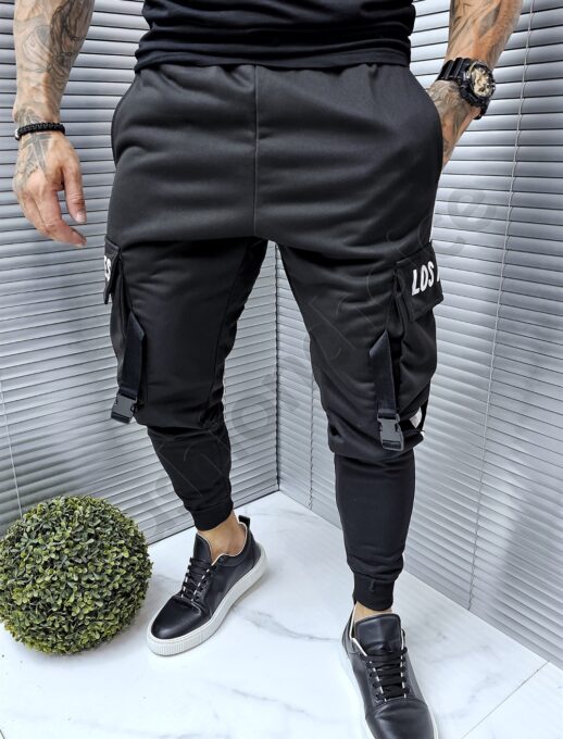 Pantalon sport cu buzunare cargo si banda cod 9892