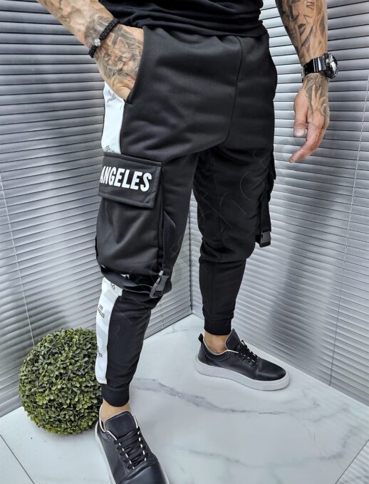 Pantalon sport cu buzunare cargo si banda cod 9892