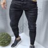 Blugi barbati cu efect rupt-negru cod 7138