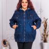 Geaca maxi din denim cu aplicatie din pietricele-albastru cod 8186-1