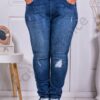 Blugi maxi cu efect zgariat-albastru inchis cod 2335-4