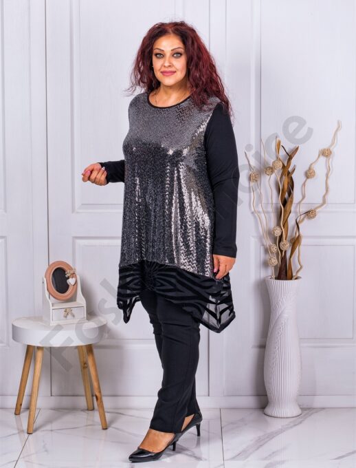 Tunica maxi cu lame si bordur din tull si catifea cod 3094