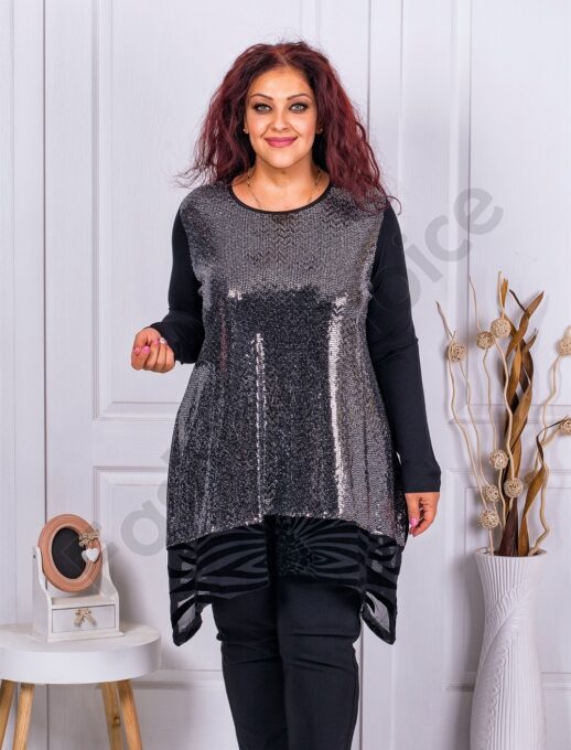 Tunica maxi cu lame si bordur din tull si catifea cod 3094
