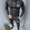 Compleu sport pentru barbati cu inscris si pietricele discrete-negru cod 2622