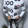 Bluza barbati cu print litere mari-alb cod 2339-9