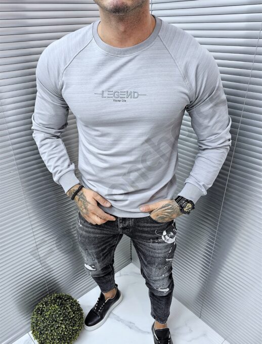 Bluza barbati cu inscris cauciucat Legend-gri deschis cod 642-1
