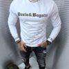 Bluza barbati cu maneca lunga si inscris Bugotti-alb cod 2339-5