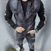 Geaca barbati din denim cu gluga si inscris Los Angeles-negru cod 16173