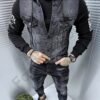 Geaca din denim cu gluga cu inscris Pawer-negru cod 16232