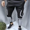 Pantalon vatuit pentru barbati cu buzunare cargo-negru cod 9998