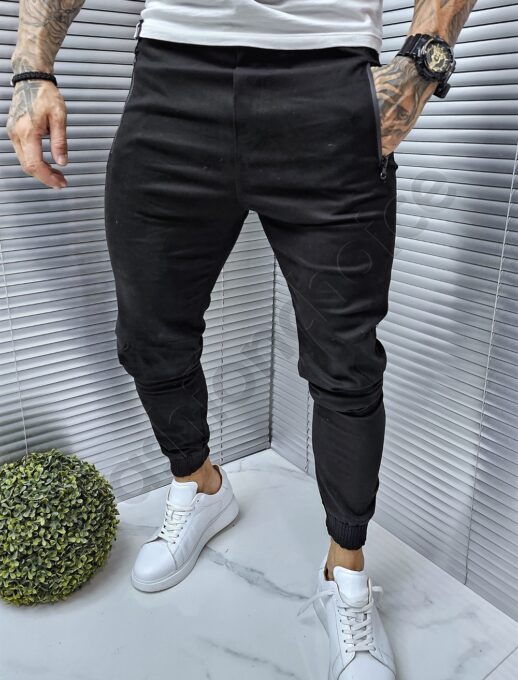 Pantalon jogger pentru barbati cu fermoar rezistent la vant cod 1953