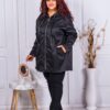 Trenci maxi din fas cu gluga-negru cod 2633