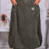 Fusta maxi din catifea reiata-kaki cod 3141-1