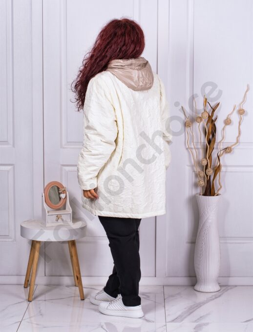 Geaca eleganta maxi cu gluga si broderie cod 62175