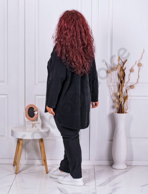 Camasa maxi din catifea reiata-negru cod 10363