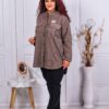 Camasa maxi din catifea reiata-moca cod 10363-2