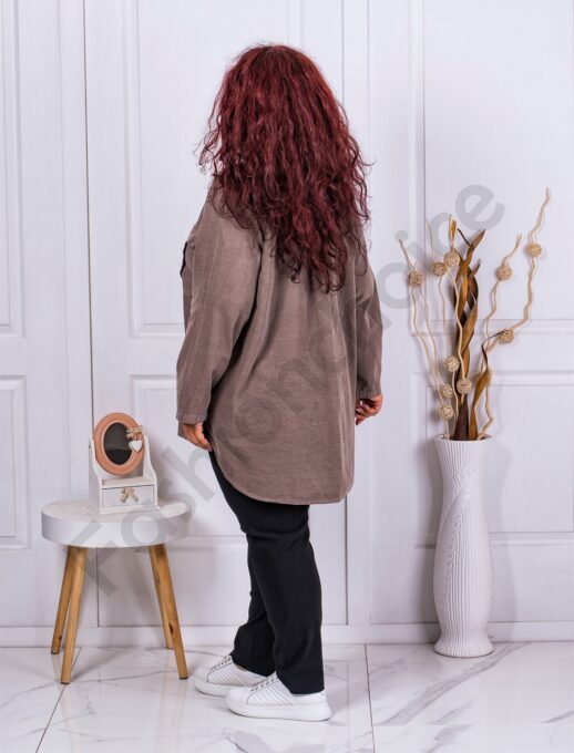Camasa maxi din catifea reiata-moca cod 10363-2