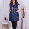 Vesta lunga maxi cu inscriptii-albastru inchis cod 21554-4